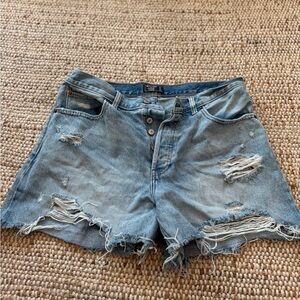 Abercrombie & Fitch Light Blue Distressed Jean Shorts